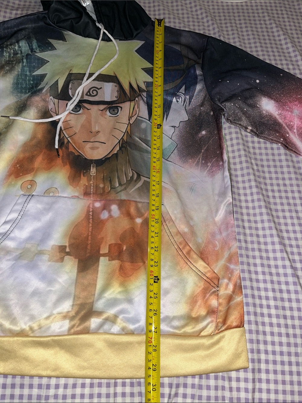 Naruto Graphic Hoodie for Men - Black/Gold Anime Pullover
